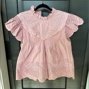 Sea New York Blush Eyelet Ruffle Top